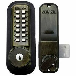 LockeyUSA Lockey Digital Door Lock 2200 Surface/Rim Mount with Key Override, Antique Brass