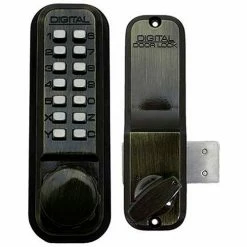 LockeyUSA Lockey Digital Door Lock 2200 Surface/Rim Mount, Antique Brass