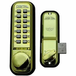 LockeyUSA Lockey Digital Door Lock 2200 Surface/Rim Mount, Bright Brass