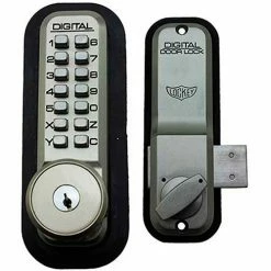 LockeyUSA Lockey Digital Door Lock 2200 Surface/Rim Mount with Key Override, Satin Nickel