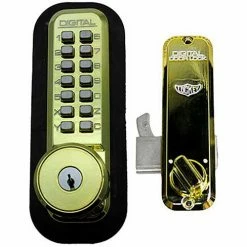 LockeyUSA Lockey Digital Door Lock 2500 Mechanical Keyless Hook Bolt with Key Override, Bright Brass