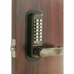 LockeyUSA Lockey Digital Door Lock 2835 Lever Handle, Antique Brass