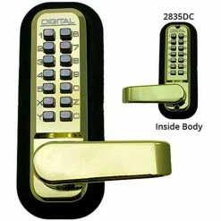 LockeyUSA Lockey Digital Door Lock 2835 Lever Handle with Double Combination, Bright Brass