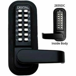 LockeyUSA Lockey Digital Door Lock 2835 Lever Handle with Double Combination, Jet Black