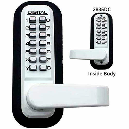 LockeyUSA Lockey Digital Door Lock 2835 Lever Handle with Double Combination, White 1 LockeyUSA Lockey Digital Door Lock 2835 Lever Handle with Double Combination, White