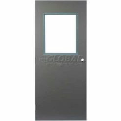 CECO Hollow Steel Security Door, Half Glass, Mortise Prep, Curries Hinge W/Glass, 16 Ga, 48"W X 84"H