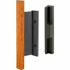 Prime-Line Products Prime-Line C 1091 Sliding Door Handle Set With Heavy Duty Wood Handle, Black