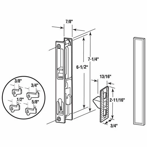 Prime-Line Products Prime-Line® Sliding Door Handle Set, Black Diecast, No Pull, Croft, C 1101 2 Prime-Line Products Prime-Line® Sliding Door Handle Set, Black Diecast, No Pull, Croft, C 1101 - Image 2