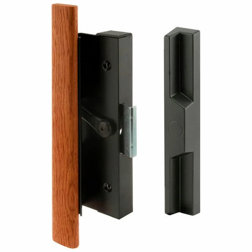 Prime-Line Products Prime-Line® Sliding Door Handle Set, Wood Handle, Black Aluminum/Diecast, C 1126 1 Prime-Line Products Prime-Line® Sliding Door Handle Set, Wood Handle, Black Aluminum/Diecast, C 1126