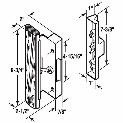 Prime-Line Products Prime-Line® Sliding Door Handle Set, Wood Handle, Black Aluminum/Diecast, C 1126 2 Prime-Line Products Prime-Line® Sliding Door Handle Set, Wood Handle, Black Aluminum/Diecast, C 1126 - Image 2