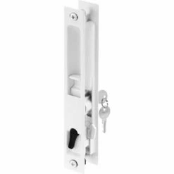 Prime-Line Products Prime-Line C 1129 Sliding Door Flush Handle Set, Keyed, White Diecast