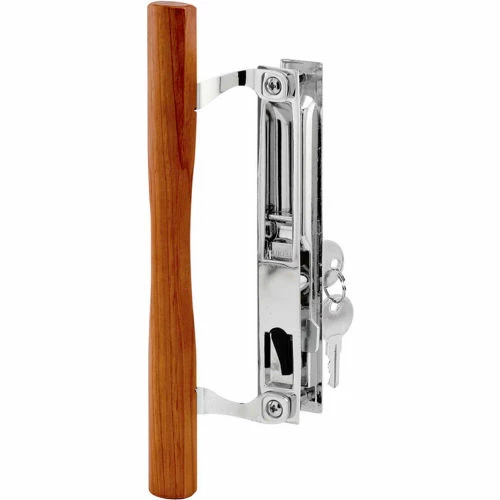 Prime-Line Products Prime-Line C 1149 Keyed Sliding Door Handle Set With Wood Pull And Key, Chrome, Diecast 1 Prime-Line Products Prime-Line C 1149 Keyed Sliding Door Handle Set With Wood Pull And Key, Chrome, Diecast