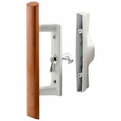 Prime-Line Products Prime-Line® Sliding Door Handle Set, Wood Handle, White Diecast, C 1194
