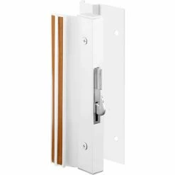 Prime-Line Products Prime-Line C 1203 Sliding Glass Door Handle Lock, Hook Style, Surface Mount, White, Aluminum