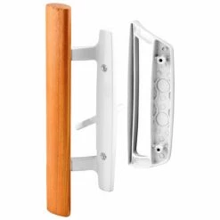 Prime-Line Products Prime-Line® Sliding Door Handle Set, Wood Handle, White Diecast, C 1204