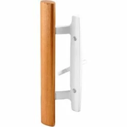 Prime-Line Products Prime-Line C 1208 Sliding Door Handle Inside Pull, Wood Handle, White Diecast