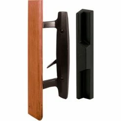 Prime-Line Products Prime-Line C 1313 Diecast Sliding Door Handle Set With Wood Handle, Black