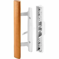 Prime-Line Products Prime-Line C 1315 Diecast Sliding Door Handle Set With Wood Handle, White