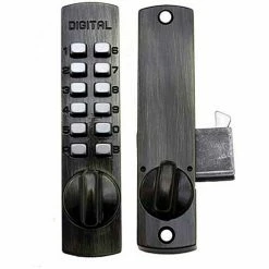 LockeyUSA Lockey C150 Mechanical Keyless Surface Mount Hook Bolt Lock for Sliding Door, Antique Brass