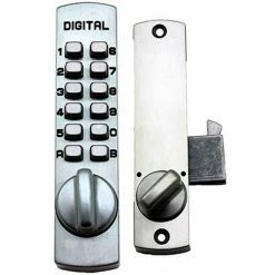 LockeyUSA Lockey C150 Mechanical Keyless Surface Mount Hook Bolt Lock for Sliding Door, Satin Nickel