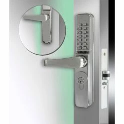 Codelocks Mech Narrow Stile Latch Lockset, CL465, Key Cyl Locks, Code Free/Passage, Stainless Steel