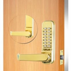 Codelocks Mechanical Tubular Lockset with 2-3/4" Latch, CL410-PB, Polished Brass -Doors & Windows Sales CNO CL410 PB