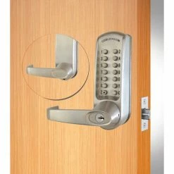 Codelocks Mechanical Lockset w/Grade 1 Cylindrical Chassis, CL615IC, EZ Code Change, Brushed Steel -Doors & Windows Sales CNO CL615IC