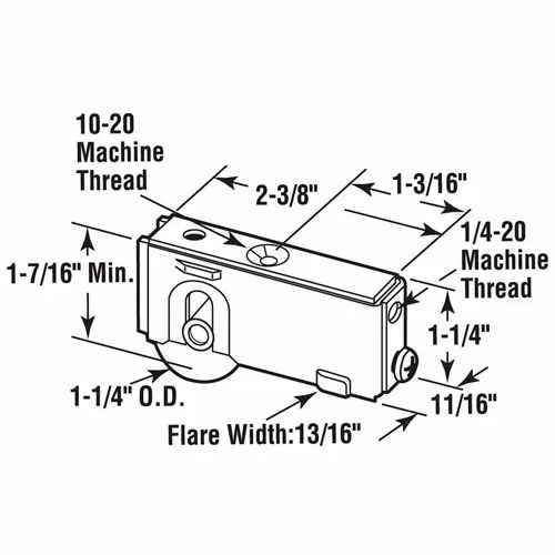 Prime-Line Products Prime-Line® Sliding Door Roller Assembly, 1-1/4" Steel Ball Bearing, D 1541 2 Prime-Line Products Prime-Line® Sliding Door Roller Assembly, 1-1/4" Steel Ball Bearing, D 1541 - Image 2