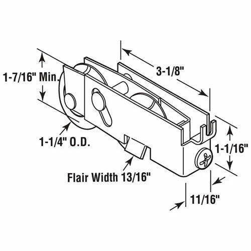 Prime-Line Products Prime-Line® Sliding Door Tandem Roller Assembly, 1-1/4" Steel Ball Bearing, D 1552 2 Prime-Line Products Prime-Line® Sliding Door Tandem Roller Assembly, 1-1/4" Steel Ball Bearing, D 1552 - Image 2