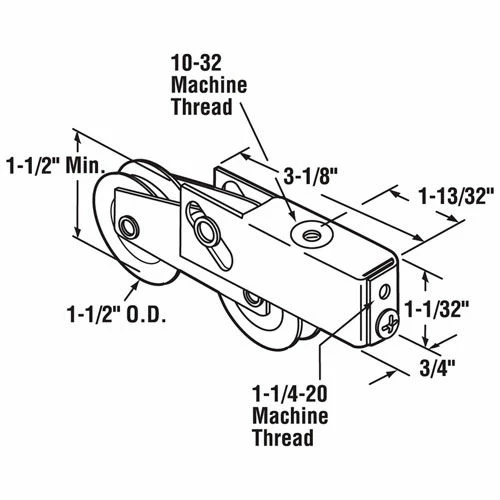 Prime-Line Products Prime-Line® Sliding Door Tandem Roller Assembly, 1-1/2" Steel Ball Bearing, D 1754 2 Prime-Line Products Prime-Line® Sliding Door Tandem Roller Assembly, 1-1/2" Steel Ball Bearing, D 1754 - Image 2