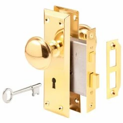 Prime-Line Products Prime-Line® Brass-Plated Victorian Style Keyed Mortise Entry Lock Set, E 2293