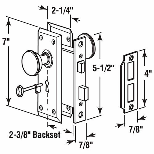 Prime-Line Products Prime-Line® Brass-Plated Victorian Style Keyed Mortise Entry Lock Set, E 2293 2 Prime-Line Products Prime-Line® Brass-Plated Victorian Style Keyed Mortise Entry Lock Set, E 2293 - Image 2