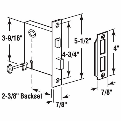 Prime-Line Products Prime-Line® Keyed Mortise Replacement Lock Assembly, E 2294 2 Prime-Line Products Prime-Line® Keyed Mortise Replacement Lock Assembly, E 2294 - Image 2