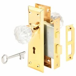Prime-Line Products Prime-Line® Victorian Style Keyed Mortise Glass Knob Lock Set-Brass Finish, E 2311