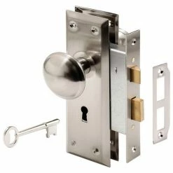Prime-Line Products Prime-Line® Satin Nickel Victorian Style Keyed Mortise Entry Lock Set, E 2330
