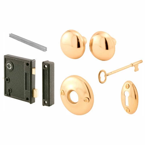 Prime-Line Products Prime-Line® Polished Brass Vertical Mounted Door Lock Set, E 2437 1 Prime-Line Products Prime-Line® Polished Brass Vertical Mounted Door Lock Set, E 2437