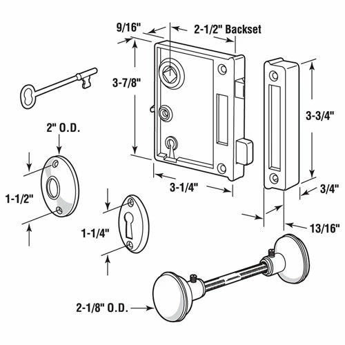 Prime-Line Products Prime-Line® Polished Brass Vertical Mounted Door Lock Set, E 2437 2 Prime-Line Products Prime-Line® Polished Brass Vertical Mounted Door Lock Set, E 2437 - Image 2