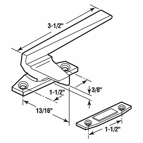 Prime-Line Products Prime Line H 3821 Casement Locking Handle, Right Hand, Off-Set Base, White 2 Prime-Line Products Prime Line H 3821 Casement Locking Handle, Right Hand, Off-Set Base, White - Image 2