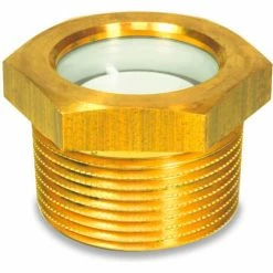 Brass Fluid Level Sight w/ ESG Glass w/o Reflector - R 1" Conical Thread - J.W. Winco 1CSMI