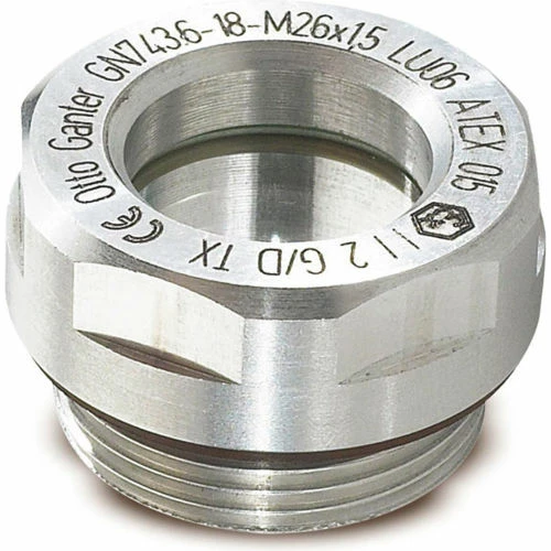 ATEX Explosion Protective Fluid Level Sight w/ ESG Glass - M20 x 1.5 Thread - J.W. Winco 200XPYB 1 ATEX Explosion Protective Fluid Level Sight w/ ESG Glass - M20 x 1.5 Thread - J.W. Winco 200XPYB