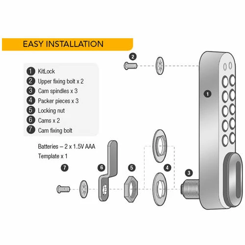 Codelocks 4-In-1 Electronic Cam Lock, KL1006RH-SG, Up To 1" Thick Matl, RH Horz, Silver Gray 2 Codelocks 4-In-1 Electronic Cam Lock, KL1006RH-SG, Up To 1" Thick Matl, RH Horz, Silver Gray - Image 2