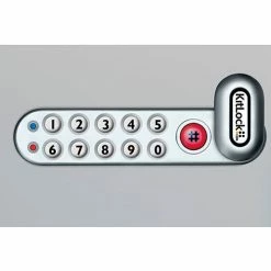 Codelocks 4-In-1 Electronic Cam Lock, KL1006LH-SG, Up to 1" Thick Matl, LH Horz, Silver Gray