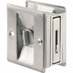 Prime-Line Products Prime-Line N 7161 Pocket Door Privacy Lock with Pull, Satin Chrome