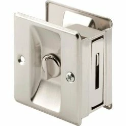 Prime-Line Products Prime-Line N 7239 Pocket Door Privacy Lock with Pull, Satin Nickel