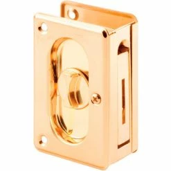 Prime-Line Products Prime-Line N 7365 Pocket Door Privacy Lock with Pull, 3-3/4-Inch, Polished Brass