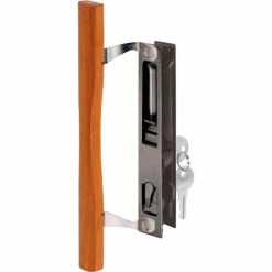 Prime-Line Products Prime-Line® Door Handle Set, Flush, w/Wood Pull and Key, Black Diecast, C 1032 -Doors & Windows Sales PL6 C1032