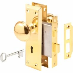 Prime-Line Products Prime-Line® Brass-Plated Victorian Style Keyed Mortise Entry Lock Set, E 2293 5 Prime-Line Products Prime-Line® Brass-Plated Victorian Style Keyed Mortise Entry Lock Set, E 2293 -Doors & Windows Sales PL6 E 2293
