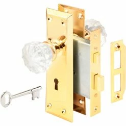 Prime-Line Products Prime-Line® Victorian Style Keyed Mortise Glass Knob Lock Set-Brass Finish, E 2311 5 Prime-Line Products Prime-Line® Victorian Style Keyed Mortise Glass Knob Lock Set-Brass Finish, E 2311 -Doors & Windows Sales PL6 E 2311