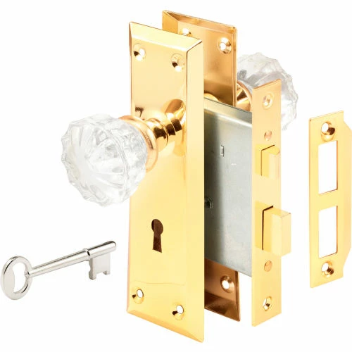 Prime-Line Products Prime-Line® Victorian Style Keyed Mortise Glass Knob Lock Set-Brass Finish, E 2311 3 Prime-Line Products Prime-Line® Victorian Style Keyed Mortise Glass Knob Lock Set-Brass Finish, E 2311 - Image 3