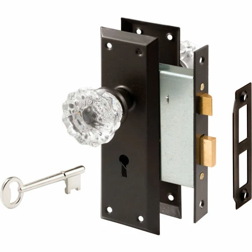 Prime-Line Products Prime-Line® Victorian Style Keyed Mortise Glass Knob Lock Set Classic Bronze Finish, E 2497 3 Prime-Line Products Prime-Line® Victorian Style Keyed Mortise Glass Knob Lock Set Classic Bronze Finish, E 2497 - Image 3
